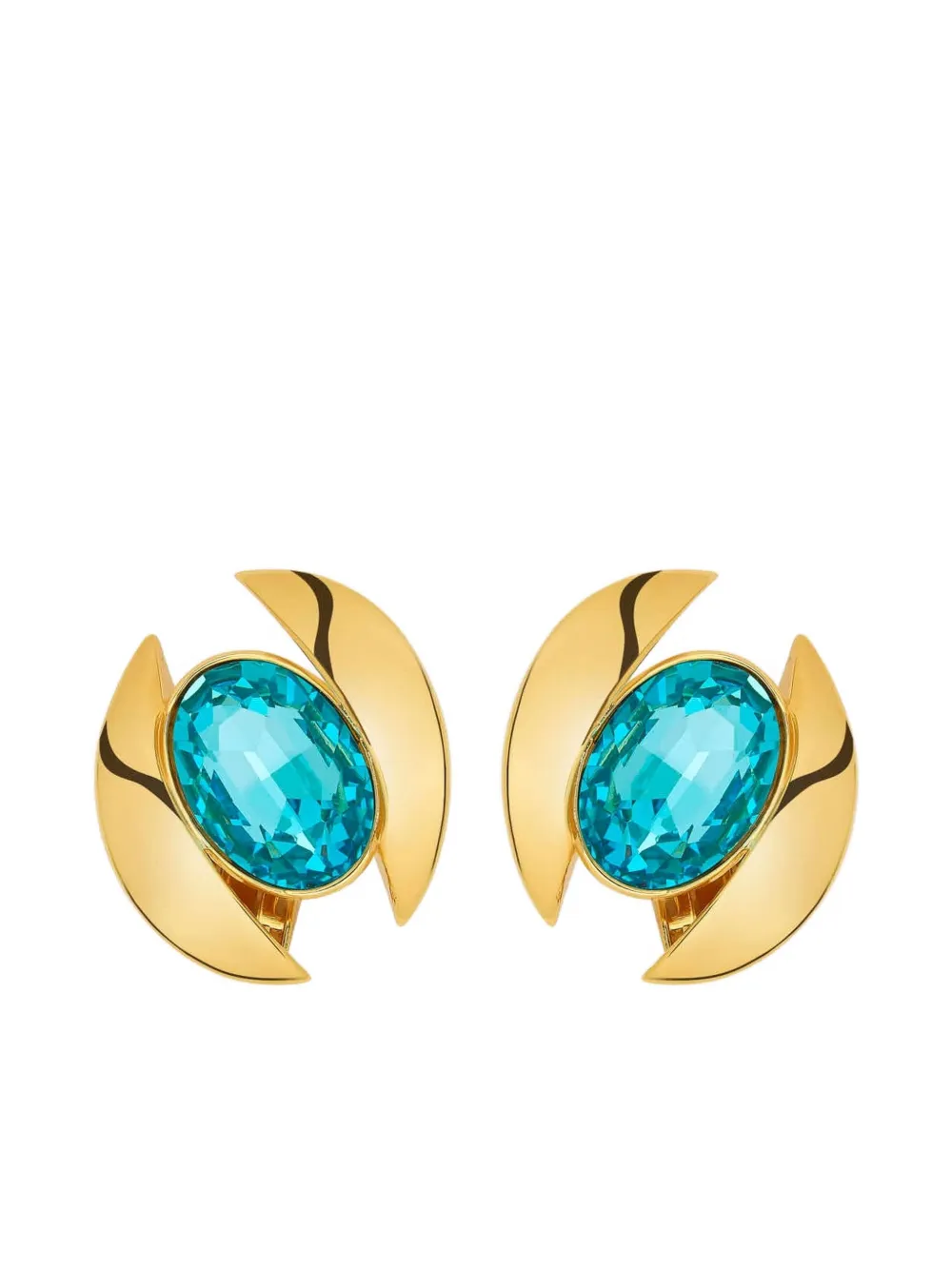 Oscar de la Renta Orecchini ovali con cristalli - Oro