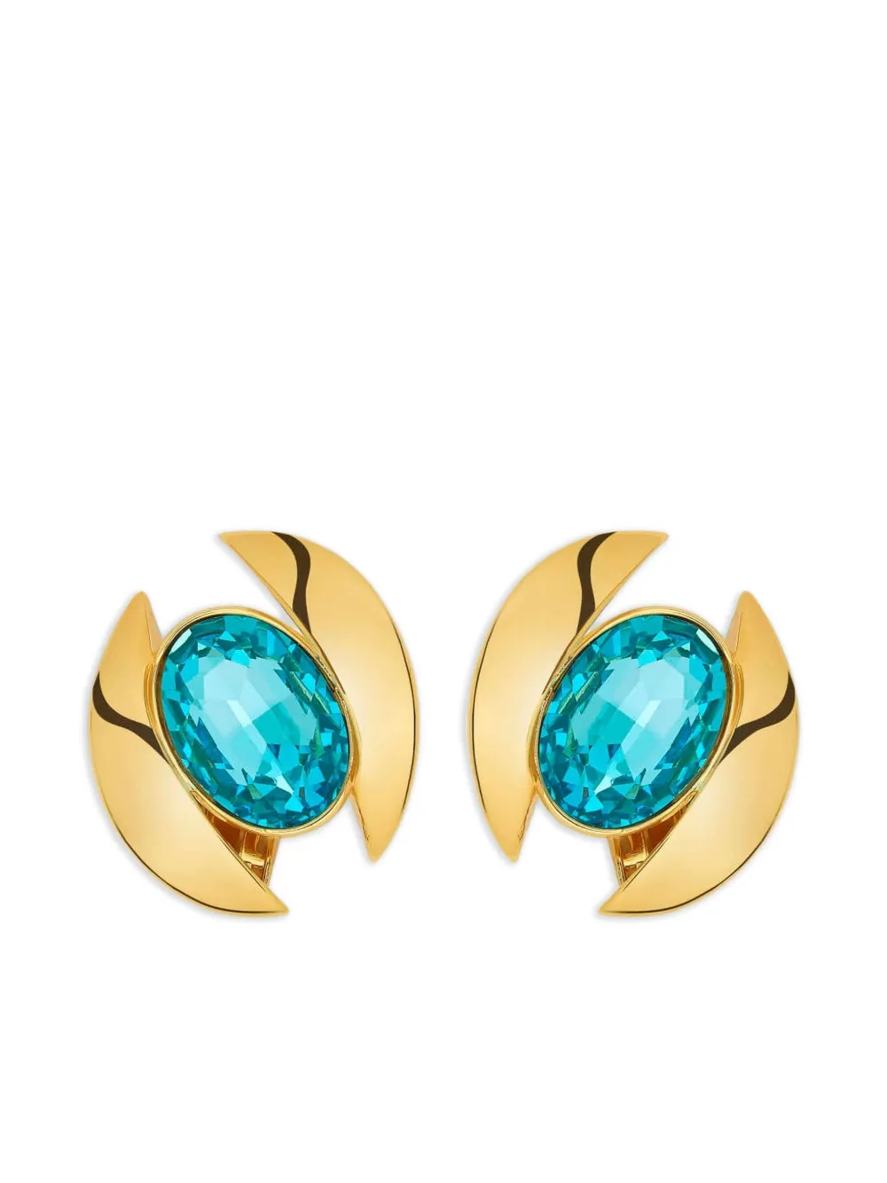 Oscar de la Renta オーバルカット クリスタル ピアス - ゴールドトーン Oscar de la Renta オーバルカット クリスタル ピアス - ゴールドトーン