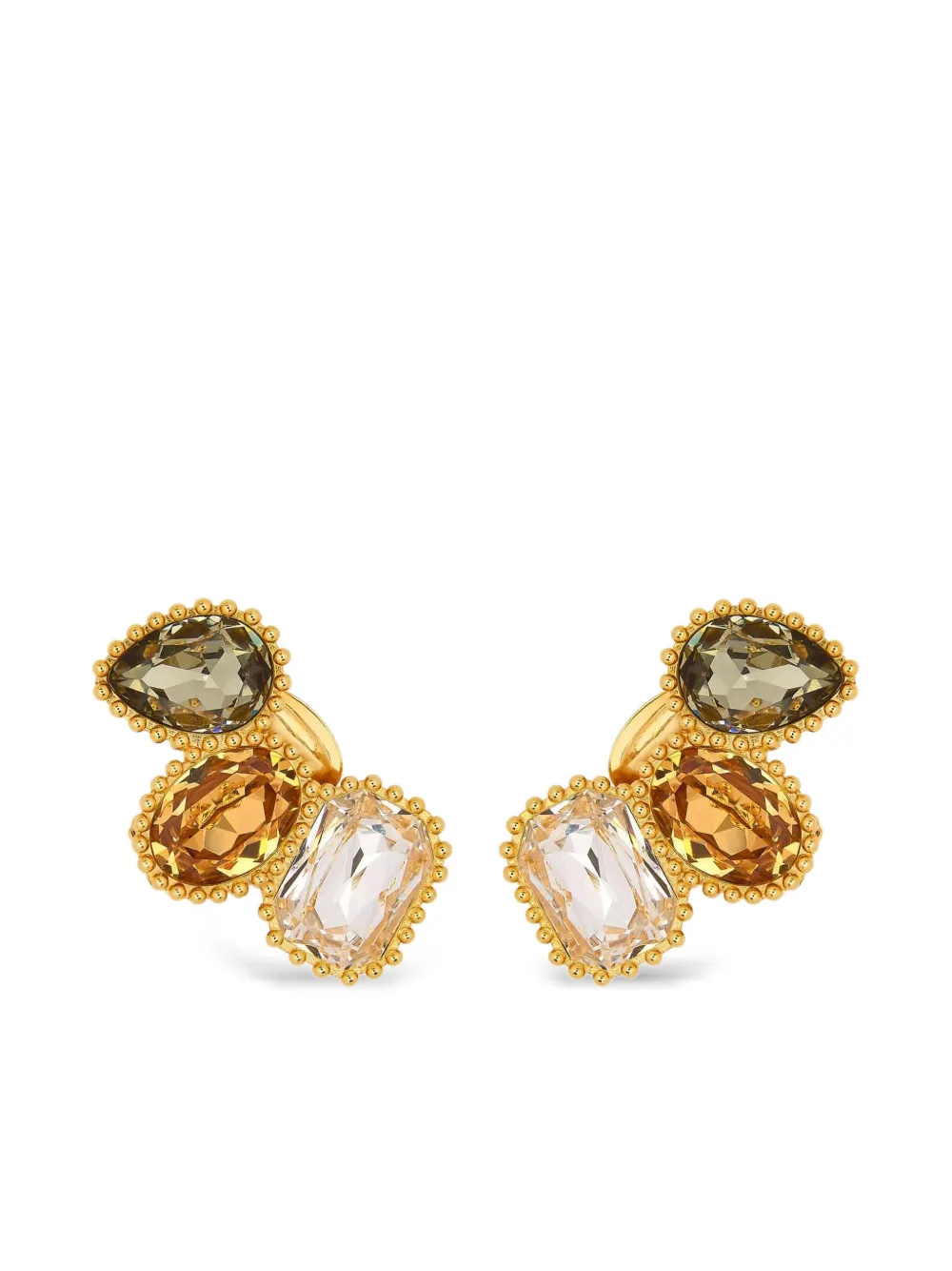 Oscar de la Renta emerald-cut crystal-embellhisments earrings | Gold | Image 1