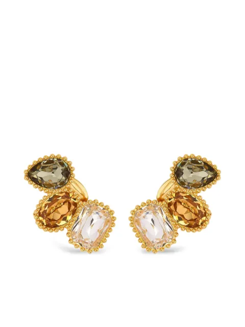 Oscar de la Renta emerald-cut crystal-embellhisments earrings