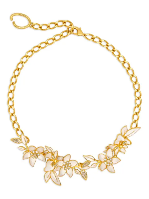 Oscar de la Renta crystal-embellished floral chain necklace