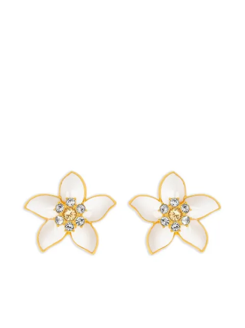 Oscar de la Renta enamel jasmine earrings