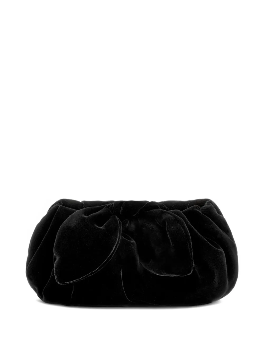 Oscar De La Renta Mini Velvet Bow Clutch Bag In Black