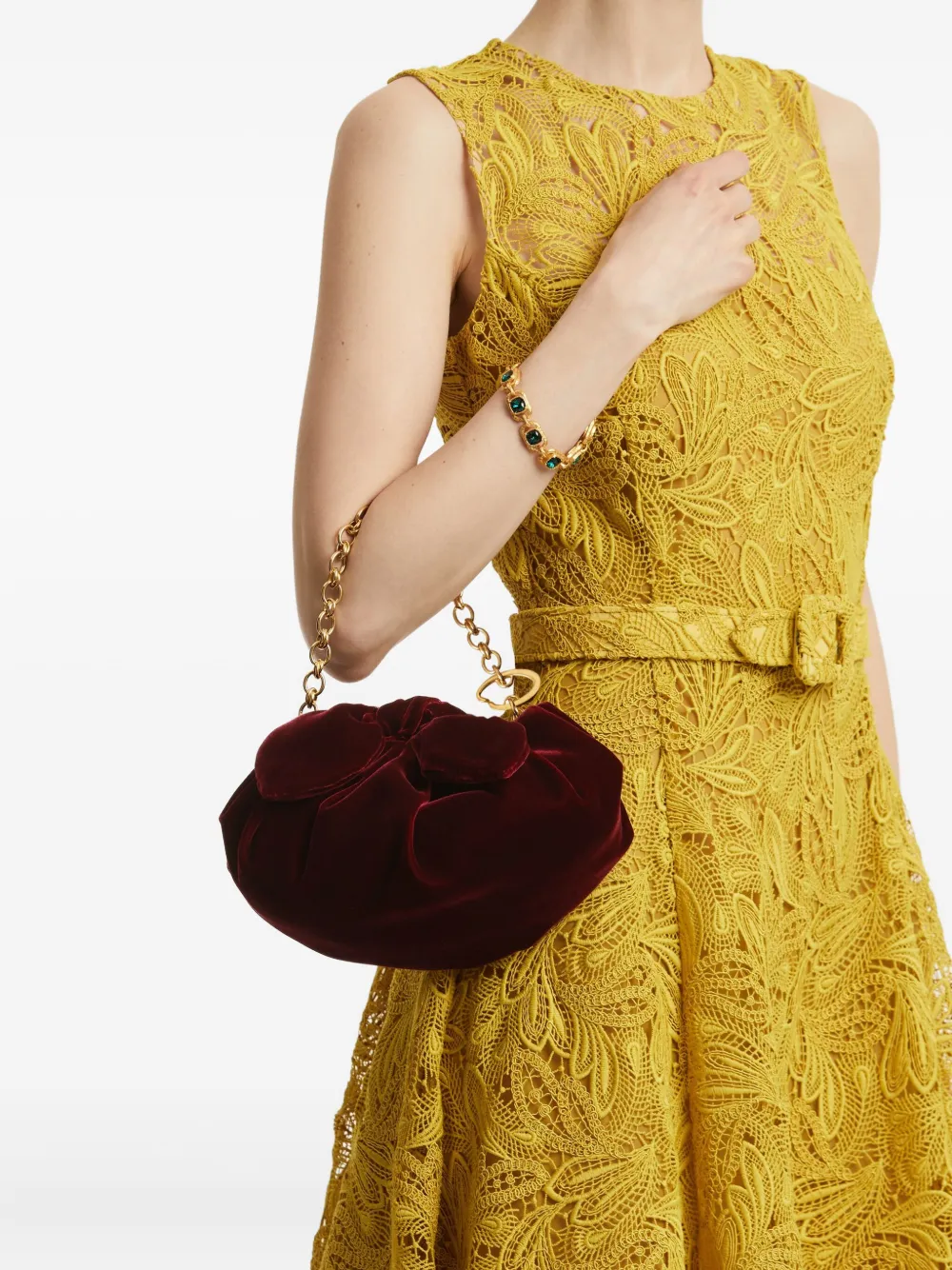 Oscar De La Renta Mini Bow Clutch Bag In Red