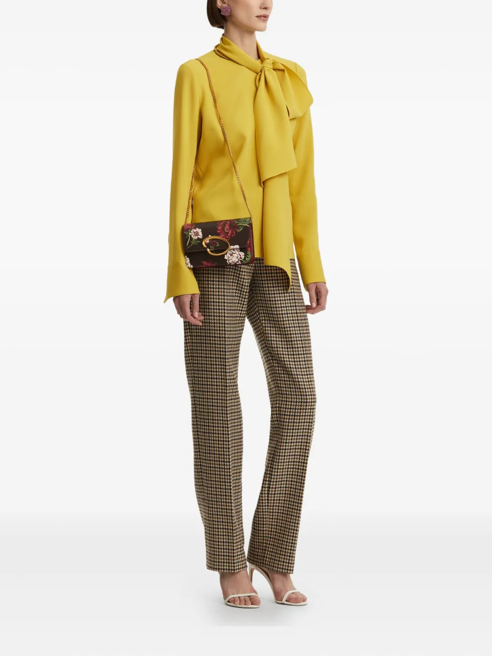 Oscar De La Renta O Pochette Floral-print Cross Body Bag In Brown