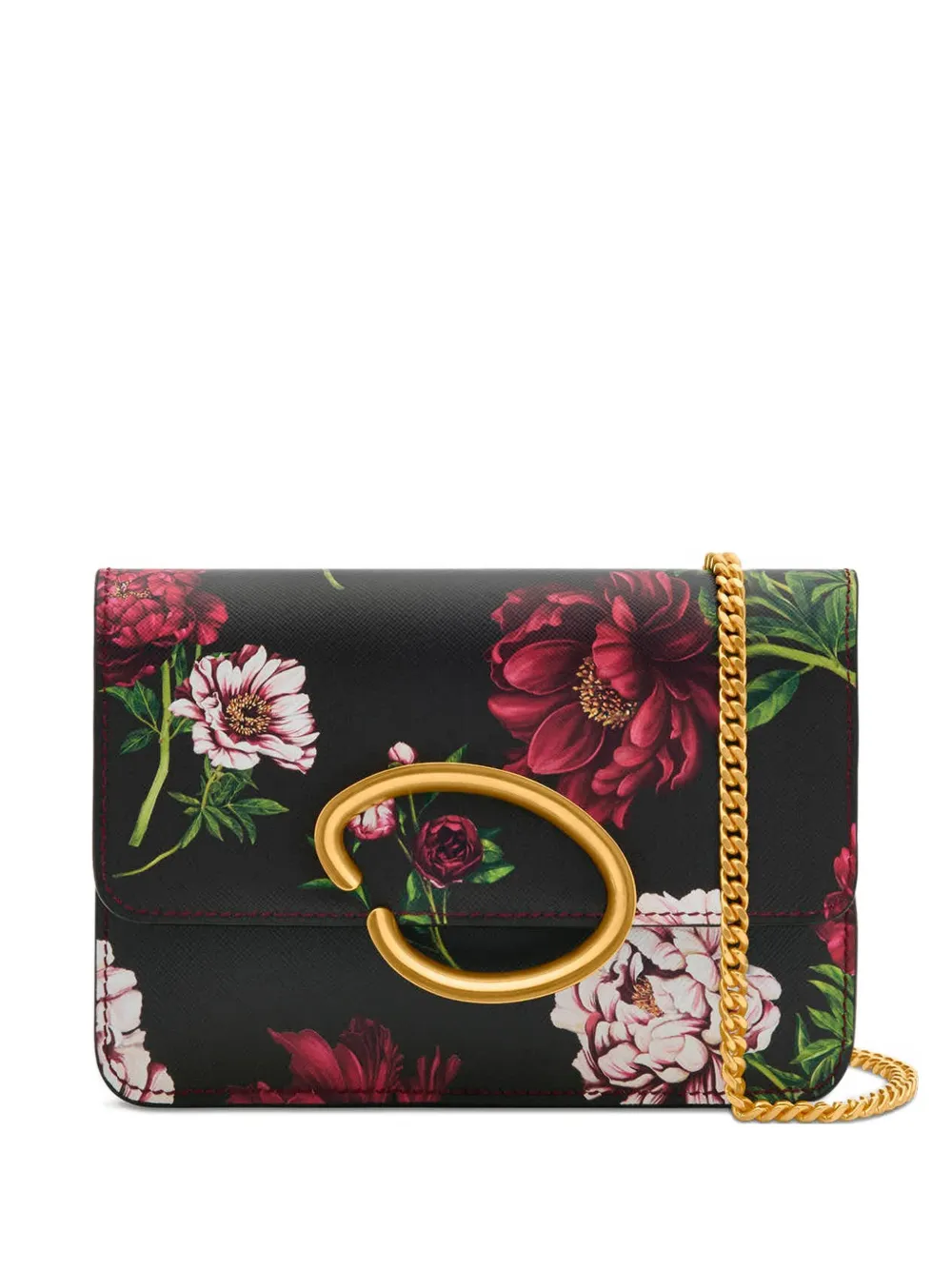 Oscar De La Renta O Pochette Floral-print Cross Body Bag In Brown