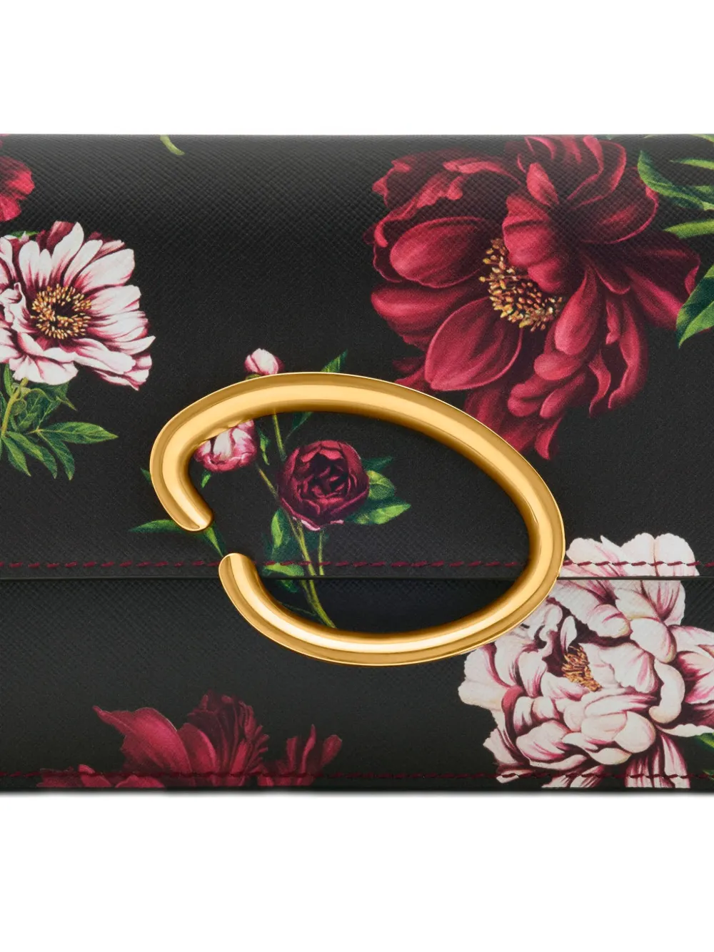 Oscar De La Renta O Pochette Floral-print Cross Body Bag In Brown