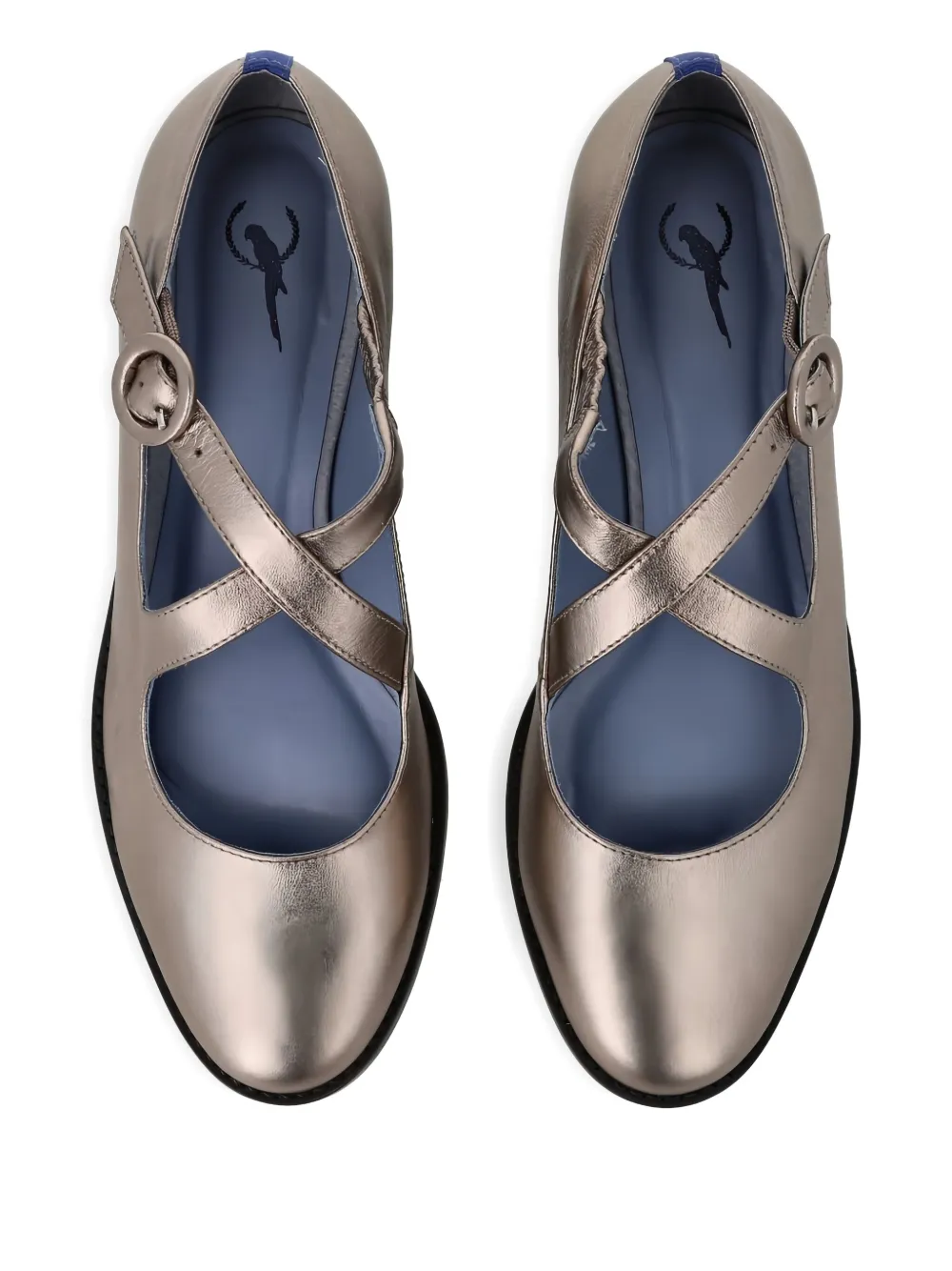 Blue Bird Shoes buckle-strap metallic leather ballet flats Gold