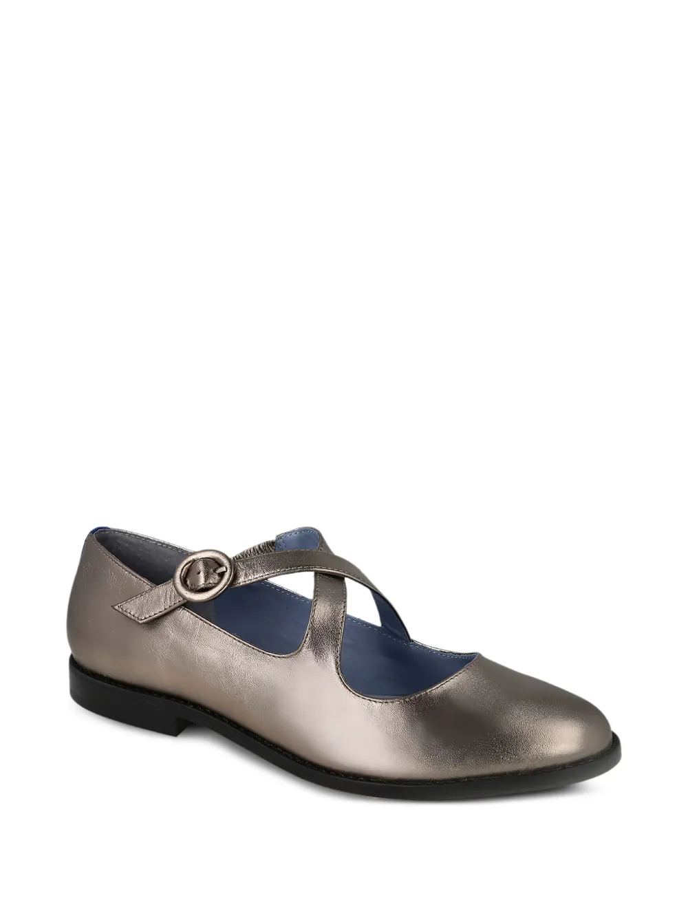 Blue Bird Shoes Metallic leren ballerina's met gespbandje - Goud