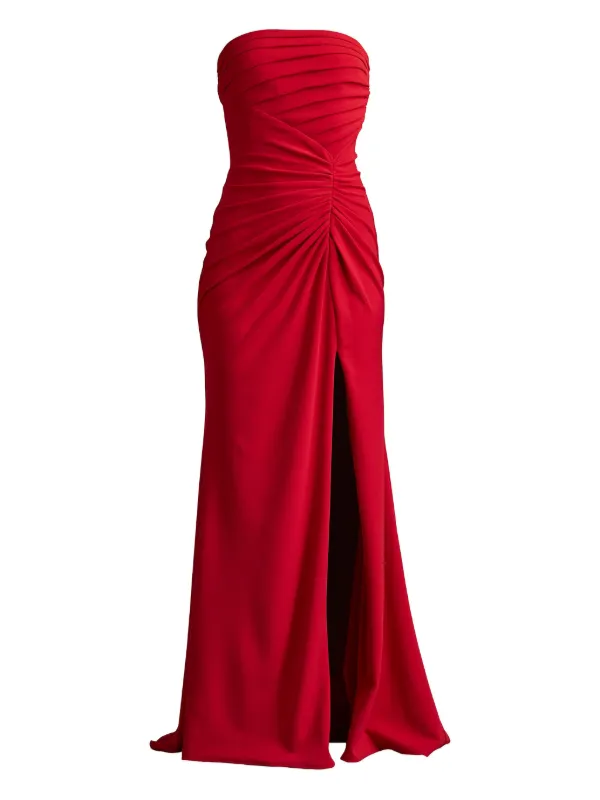 Tadashi Shoji Pleated Crepe Maxi Dress Red FARFETCH AE