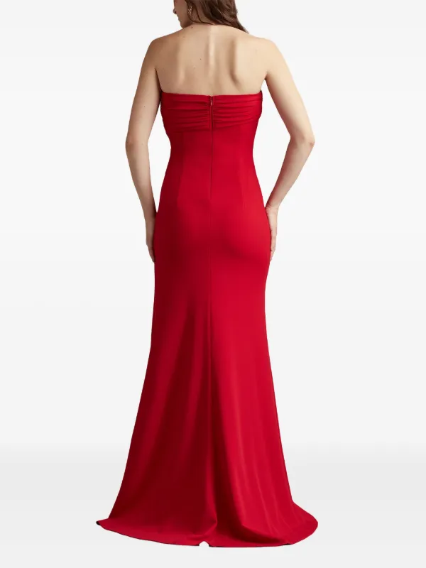 Tadashi Shoji Pleated Crepe Maxi Dress Red FARFETCH IN