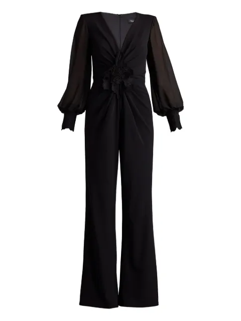 Tadashi Shoji جمبسوت بزينة زهور وبرقبة V