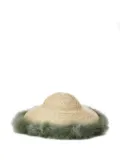 Yesey feather-trimmed straw hat - Neutrals