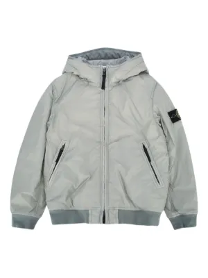 STONE  JUNIOR フード付きジャケット ライトブルー Stone Island Junior フーデッド ジャケット | ブルー | FARFETCH JP