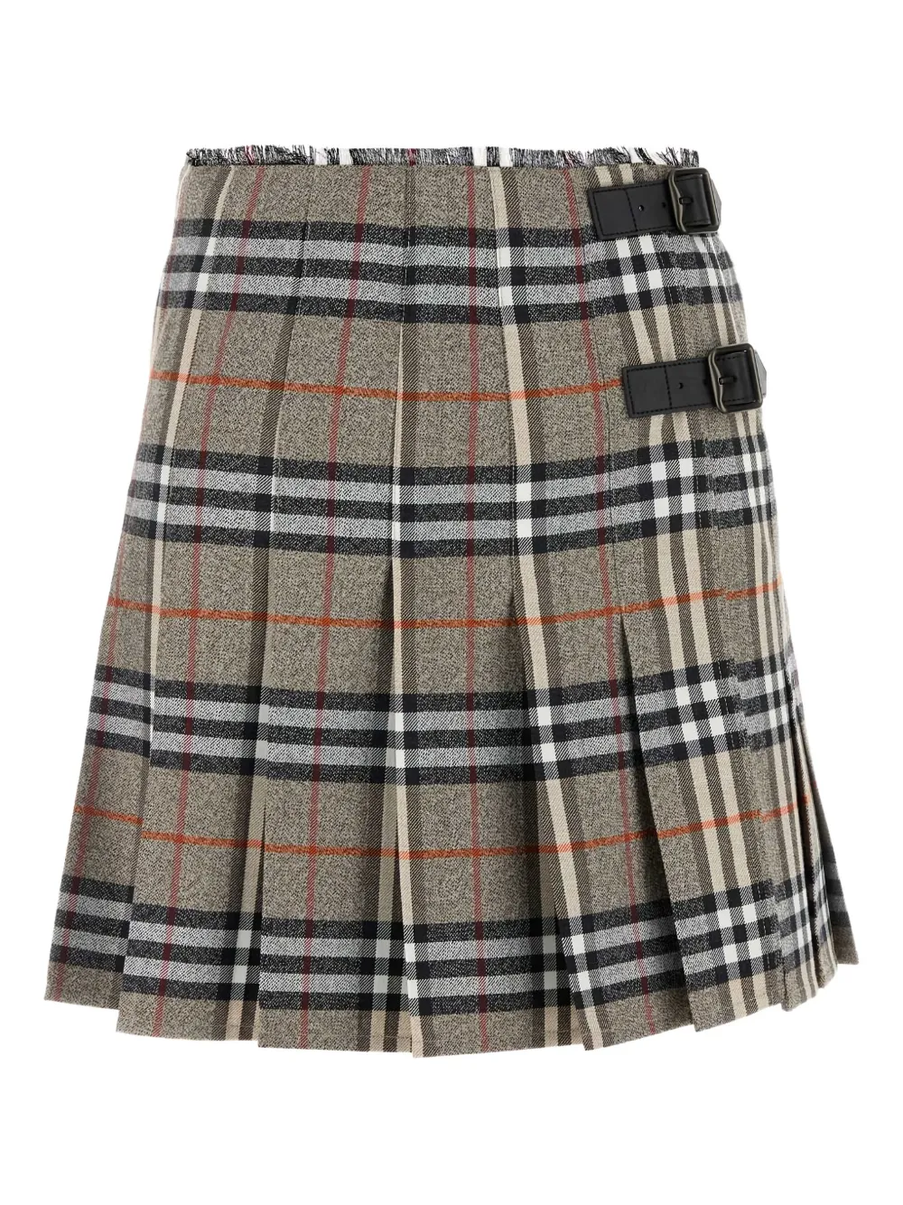 Burberry Geruite wollen midi-rok Grijs