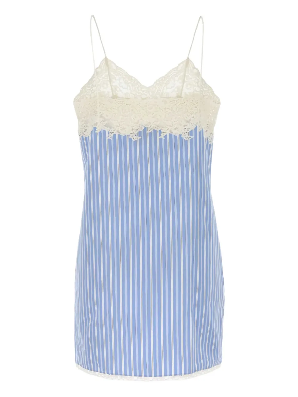 Miu lace-trimmed striped mini dress Blauw