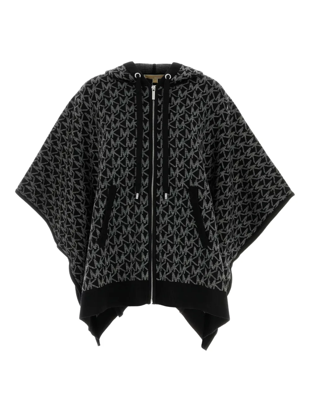 Michael Kors Poncho met capuchon en logopatroon Zwart