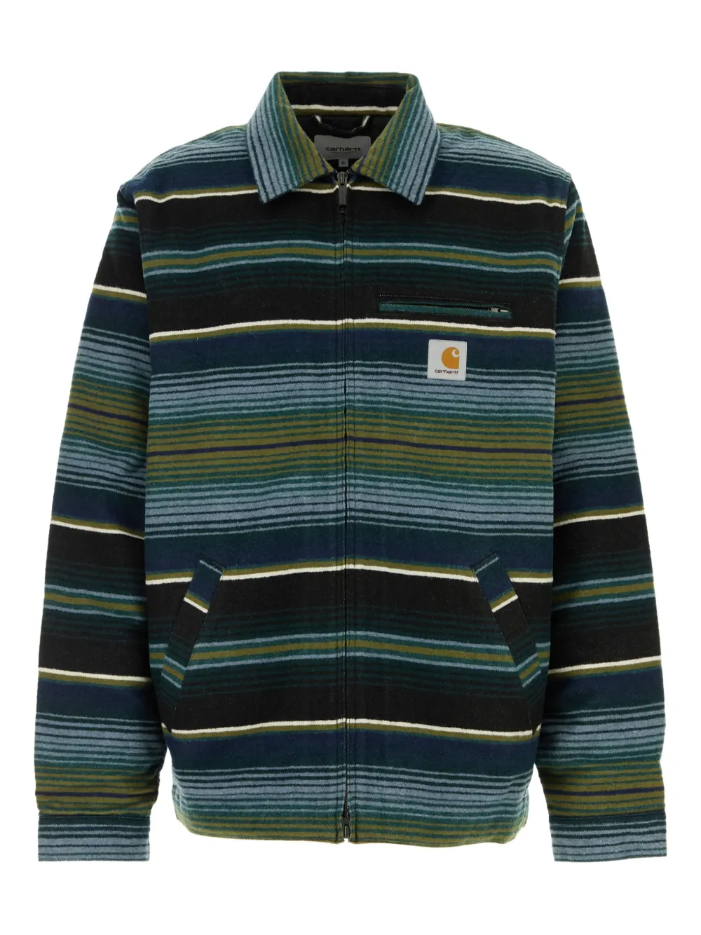 Carhartt WIP striped-pattern zip-up shirt jacket Blauw