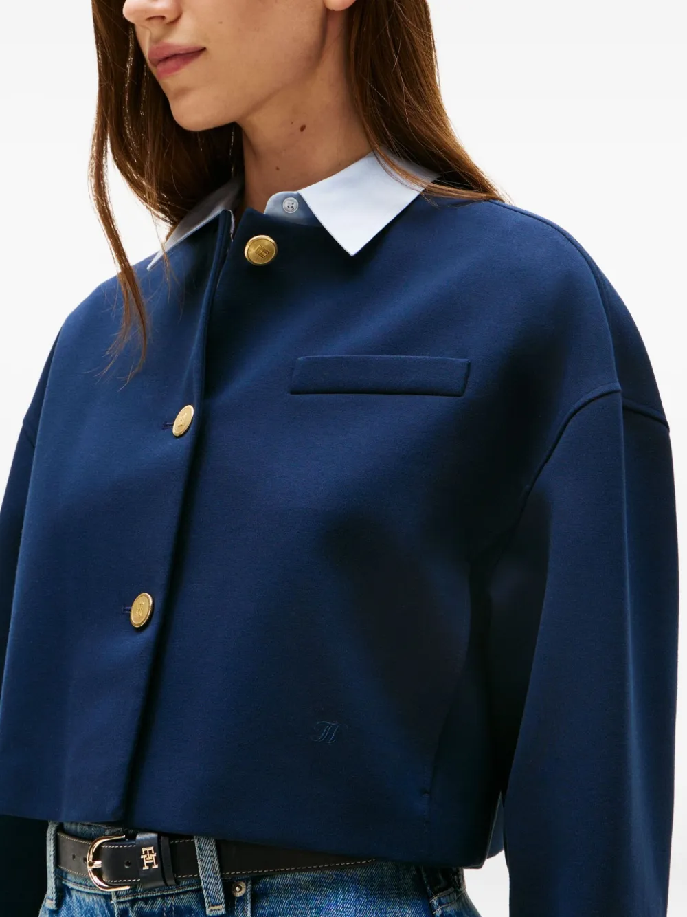 Tommy Hilfiger Cropped jack met paspelzak Blauw