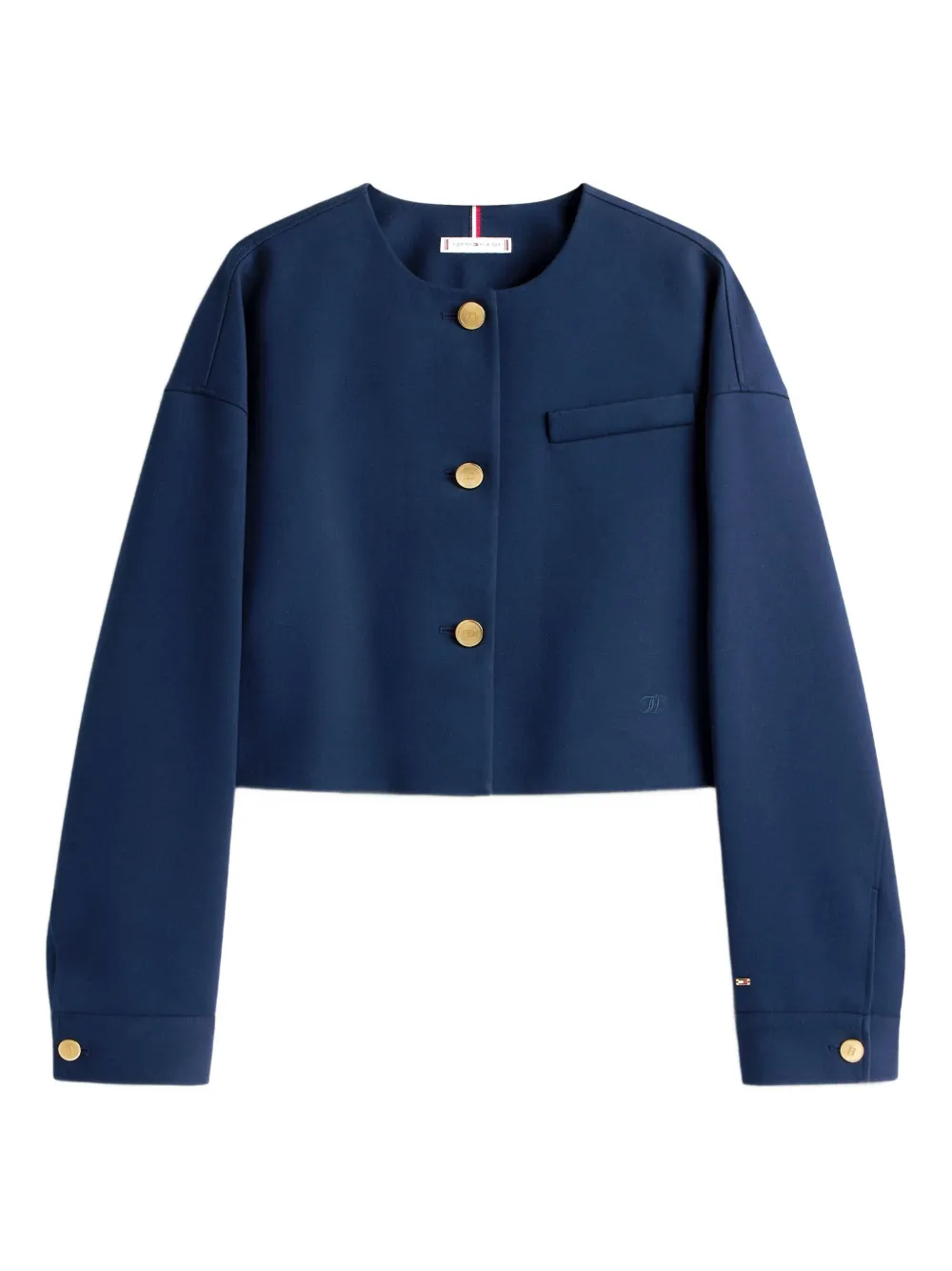 Tommy Hilfiger Cropped Welt-pocket Jacket In Blue