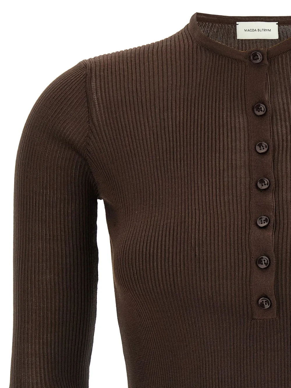 Magda Butrym Geribbelde zijden sweater Bruin
