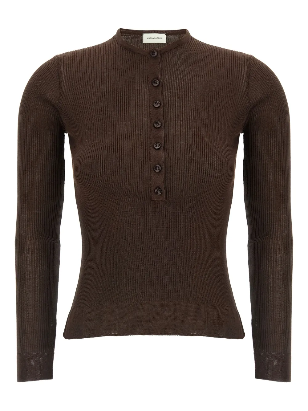 Magda Butrym Geribbelde zijden sweater Bruin