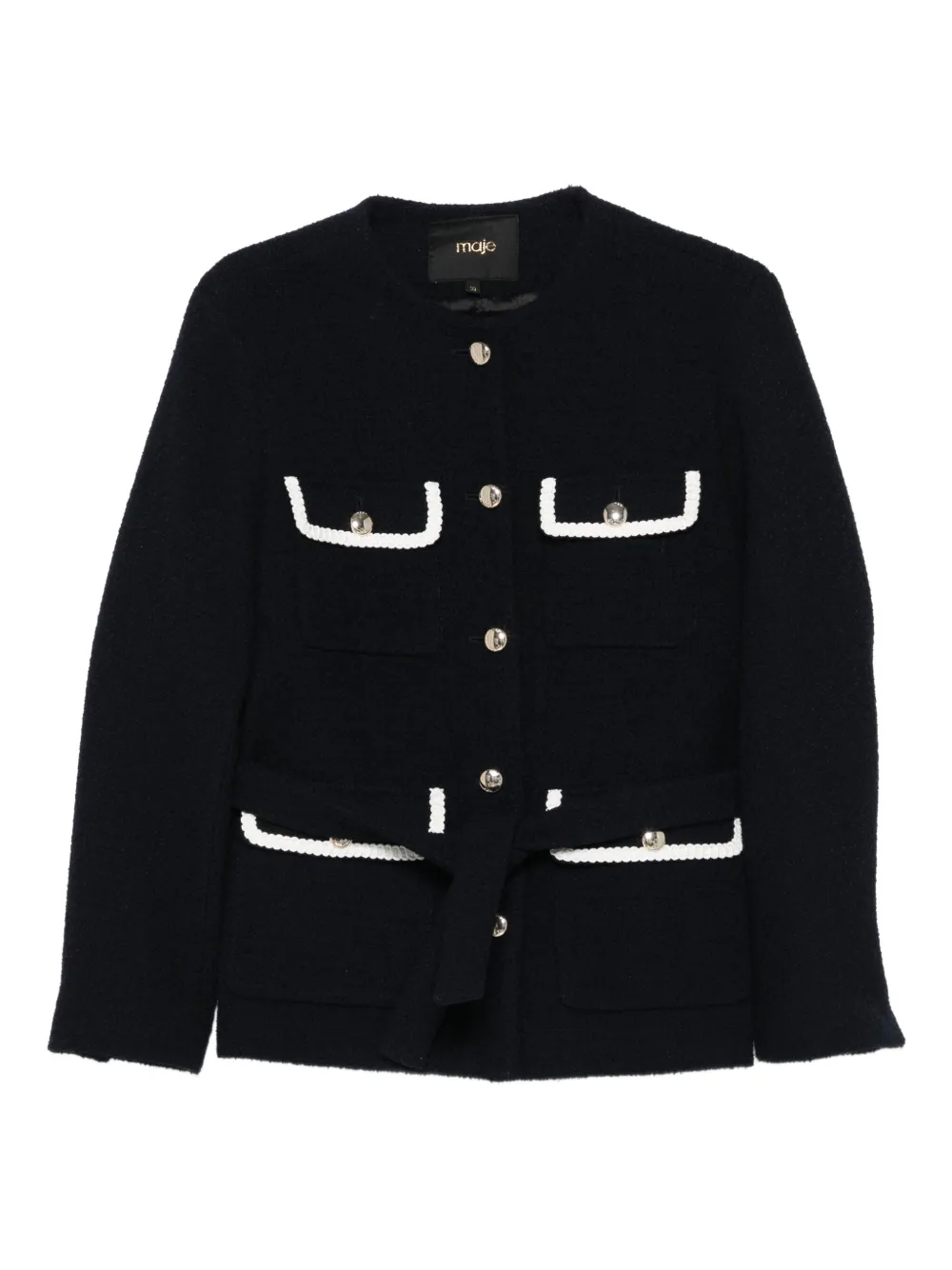 Maje belted tweed jacket | Blue | Image 1