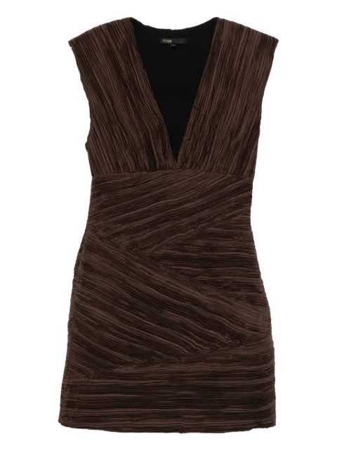 Maje vestido plisado con cuello en V
