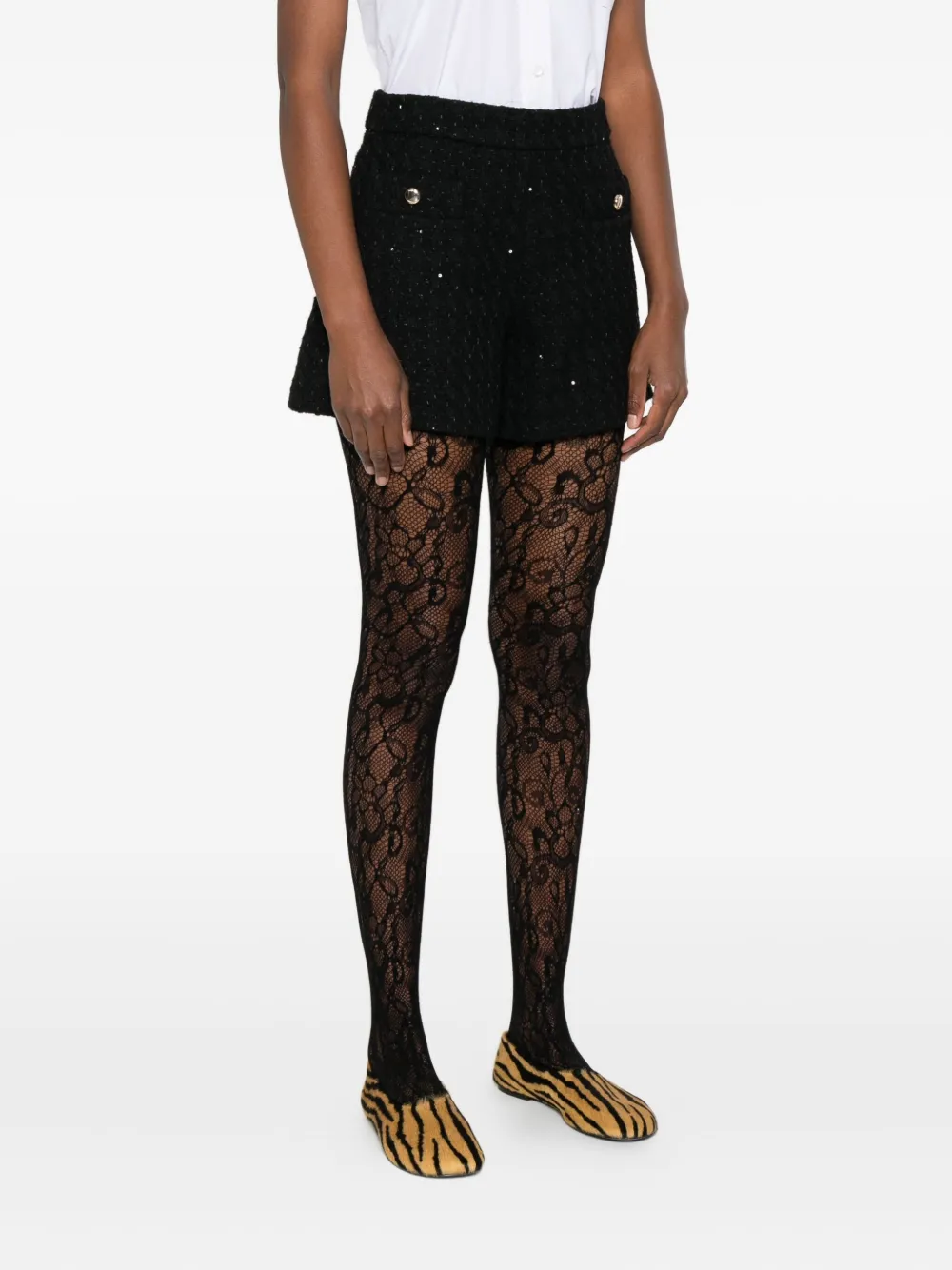 Maje Shorts verfraaid met pailletten Zwart