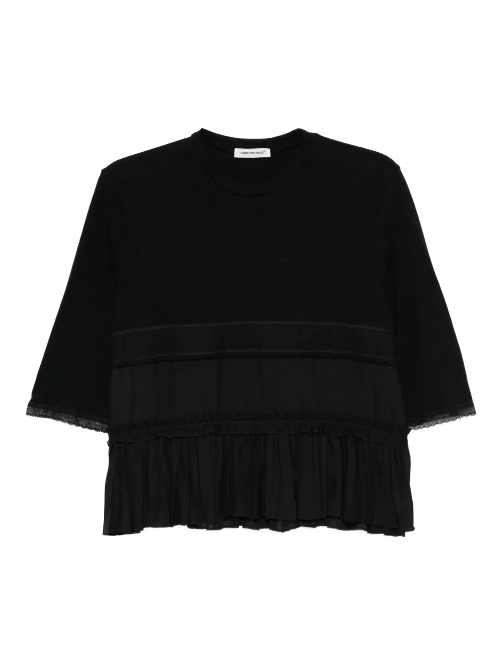Undercover Pleated Cotton Blouse In Black