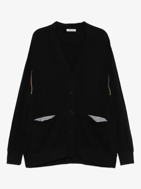 Undercover zipper-embellished cotton cardigan