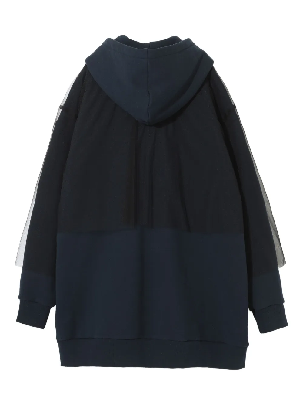 Undercover tulle-paneled zip-up hoodie Blauw
