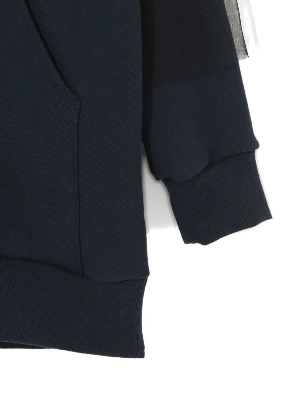 Undercover tulle-paneled zip-up hoodie Blauw
