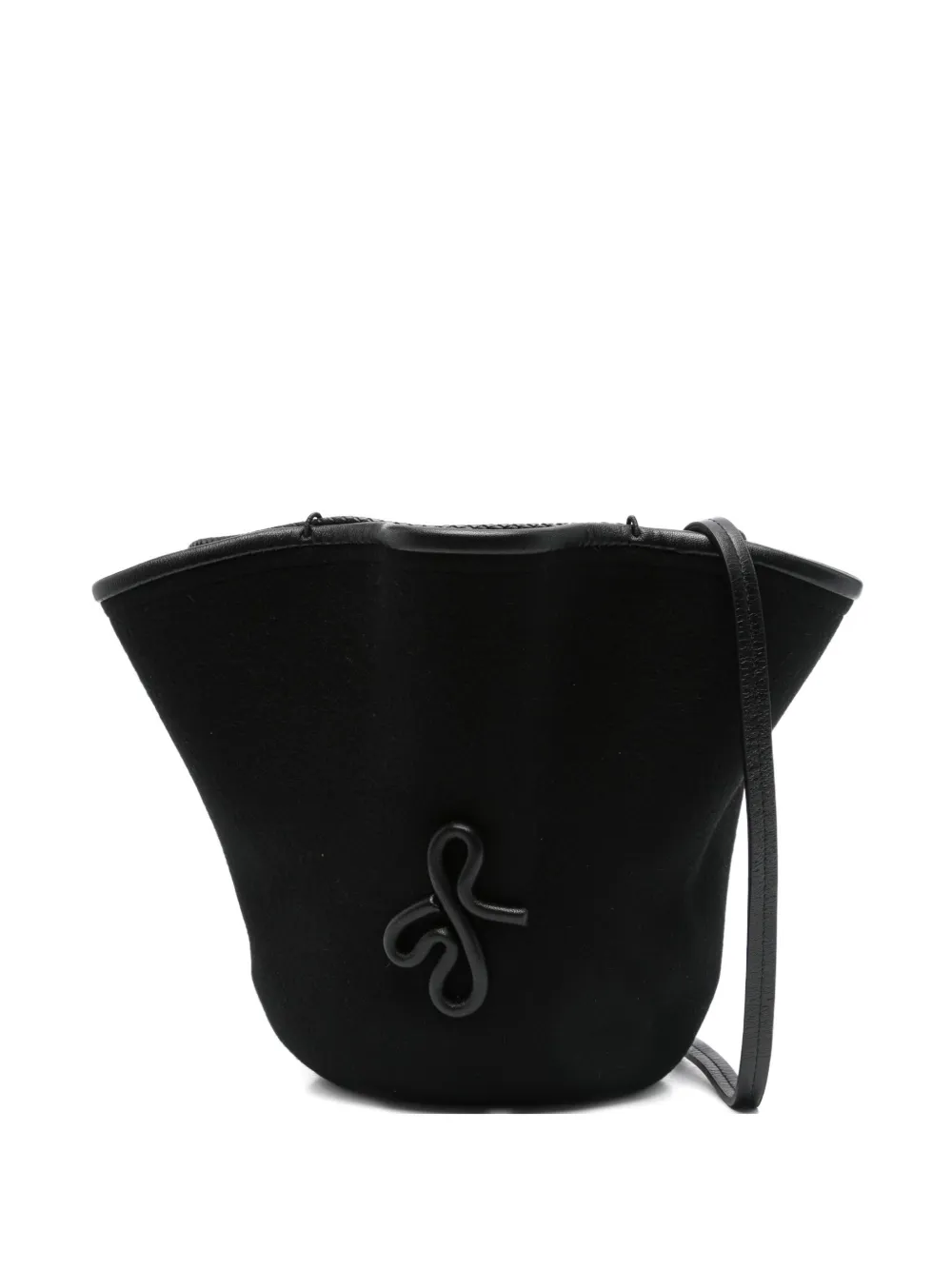 Ruslan Baginskiy Ruffled Bucket Bag In Black