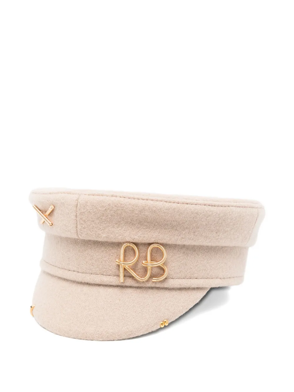 Ruslan Baginskiy gold-logo cross-detail hat Beige