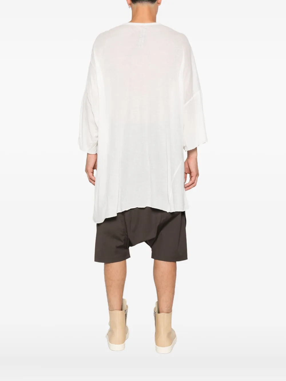 Rick Owens Katoenen T-shirt met gerafelde rand Wit