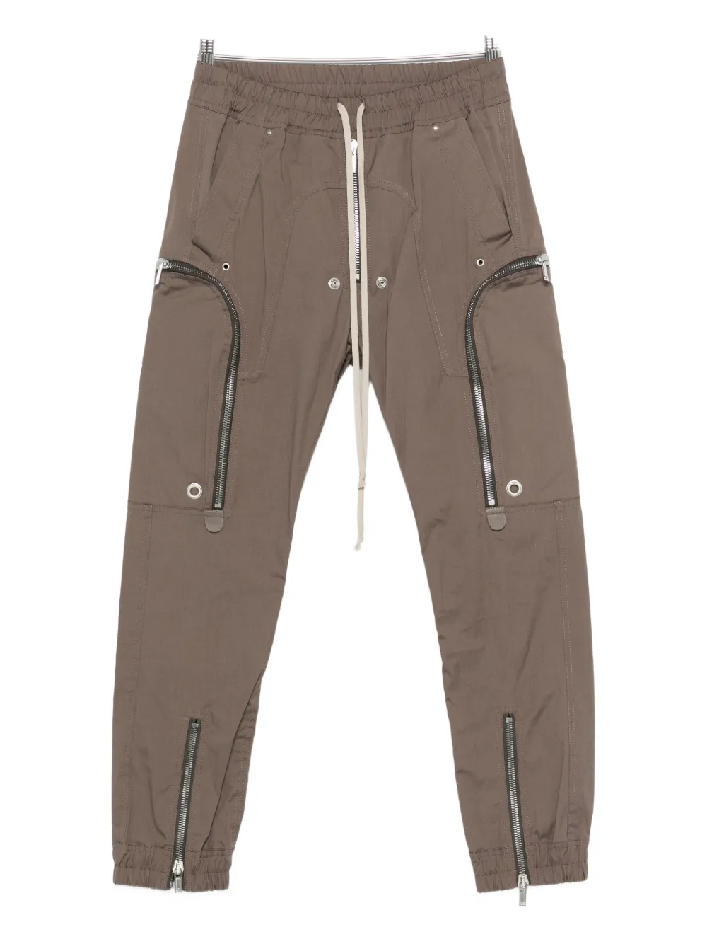 Rick Owens Slim Fit Cargo Trousers With Zipper And Snap In Brown