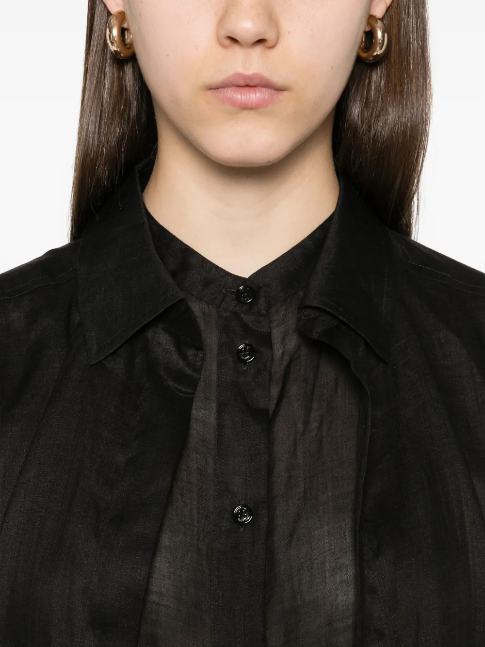 TOTEME Ramie blouse met knopen Zwart