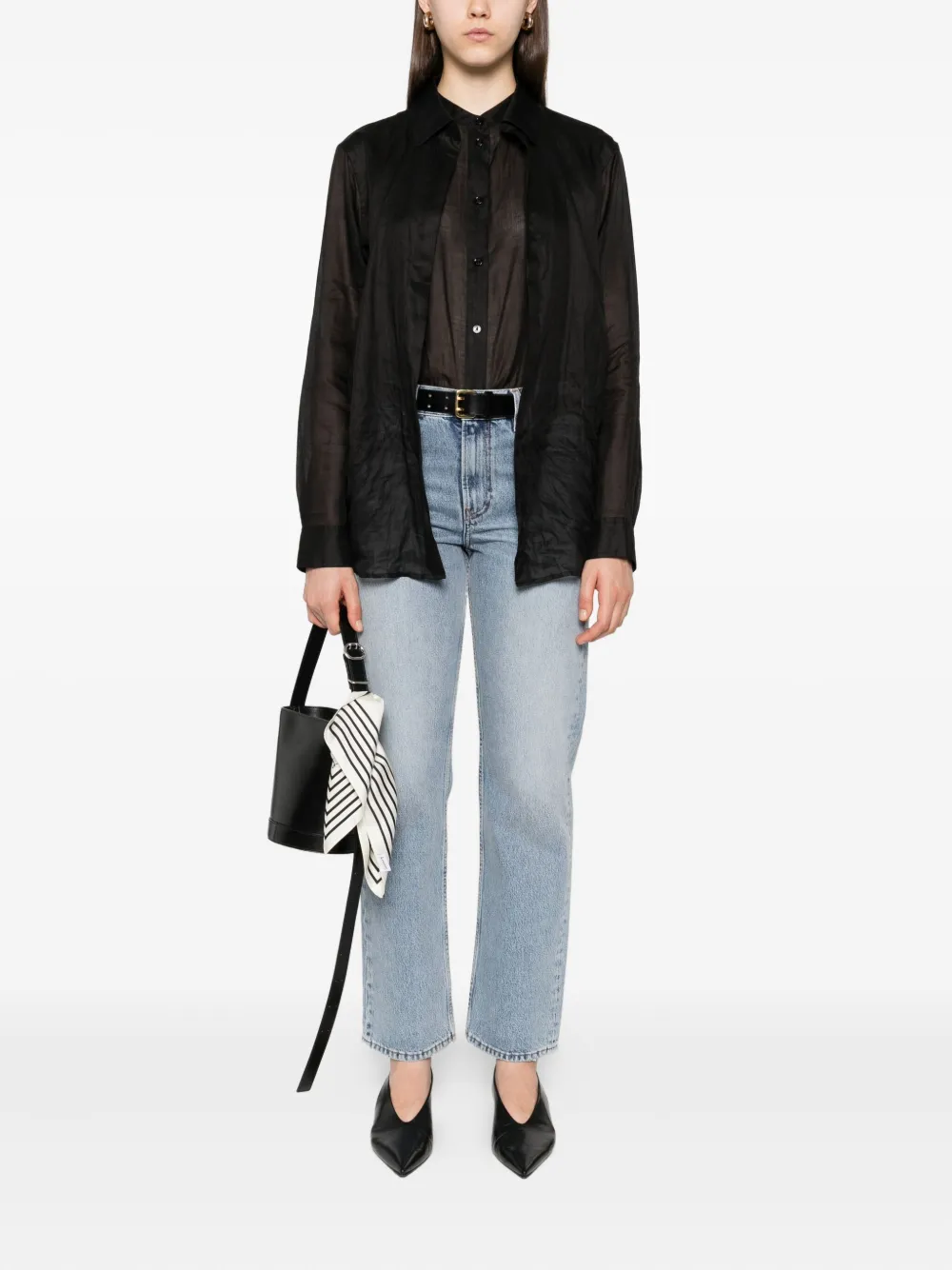 TOTEME Ramie blouse met knopen Zwart