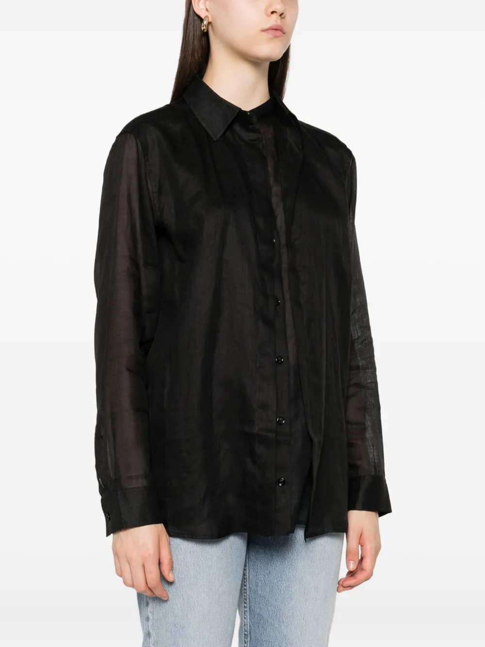 TOTEME Ramie blouse met knopen Zwart