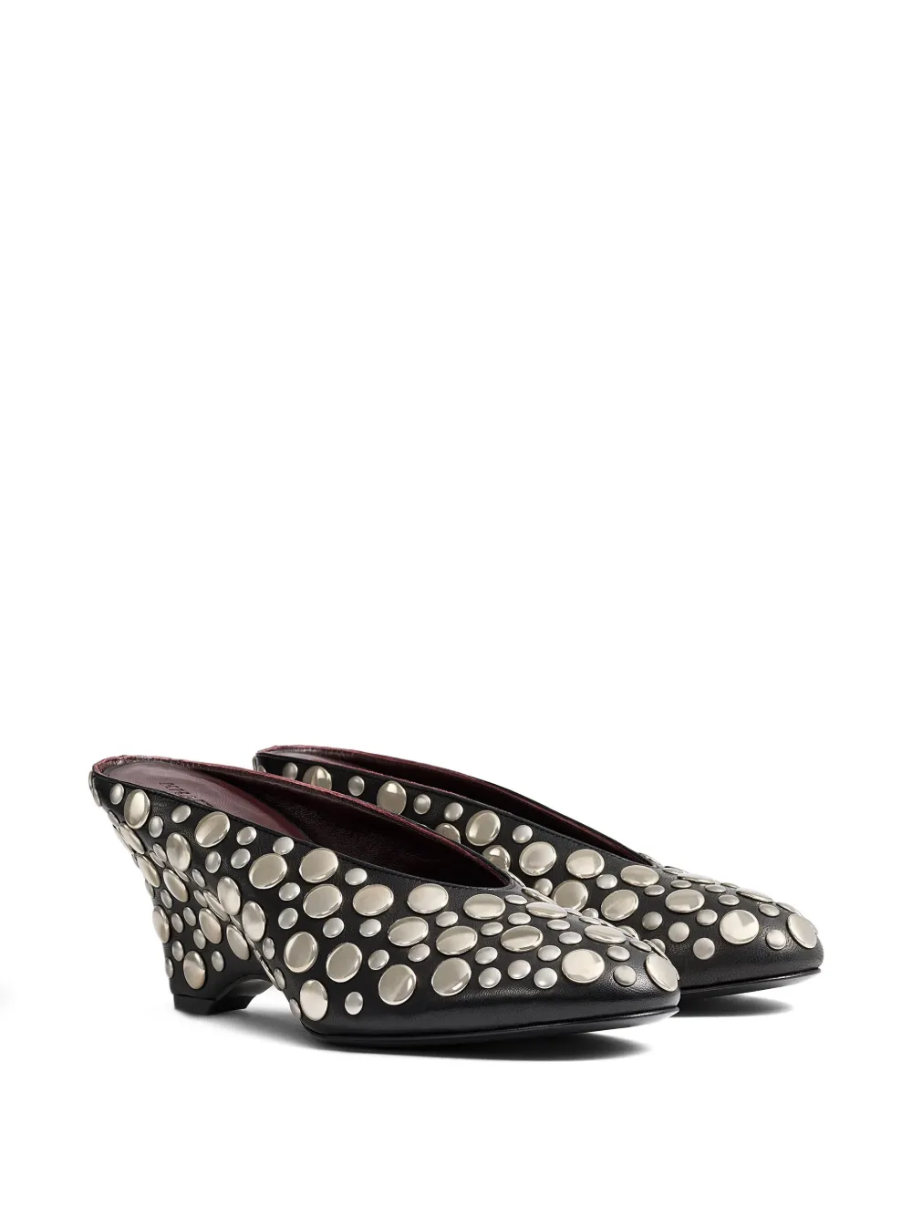 Khaite Cloak Wedge Mules in Black, view 2