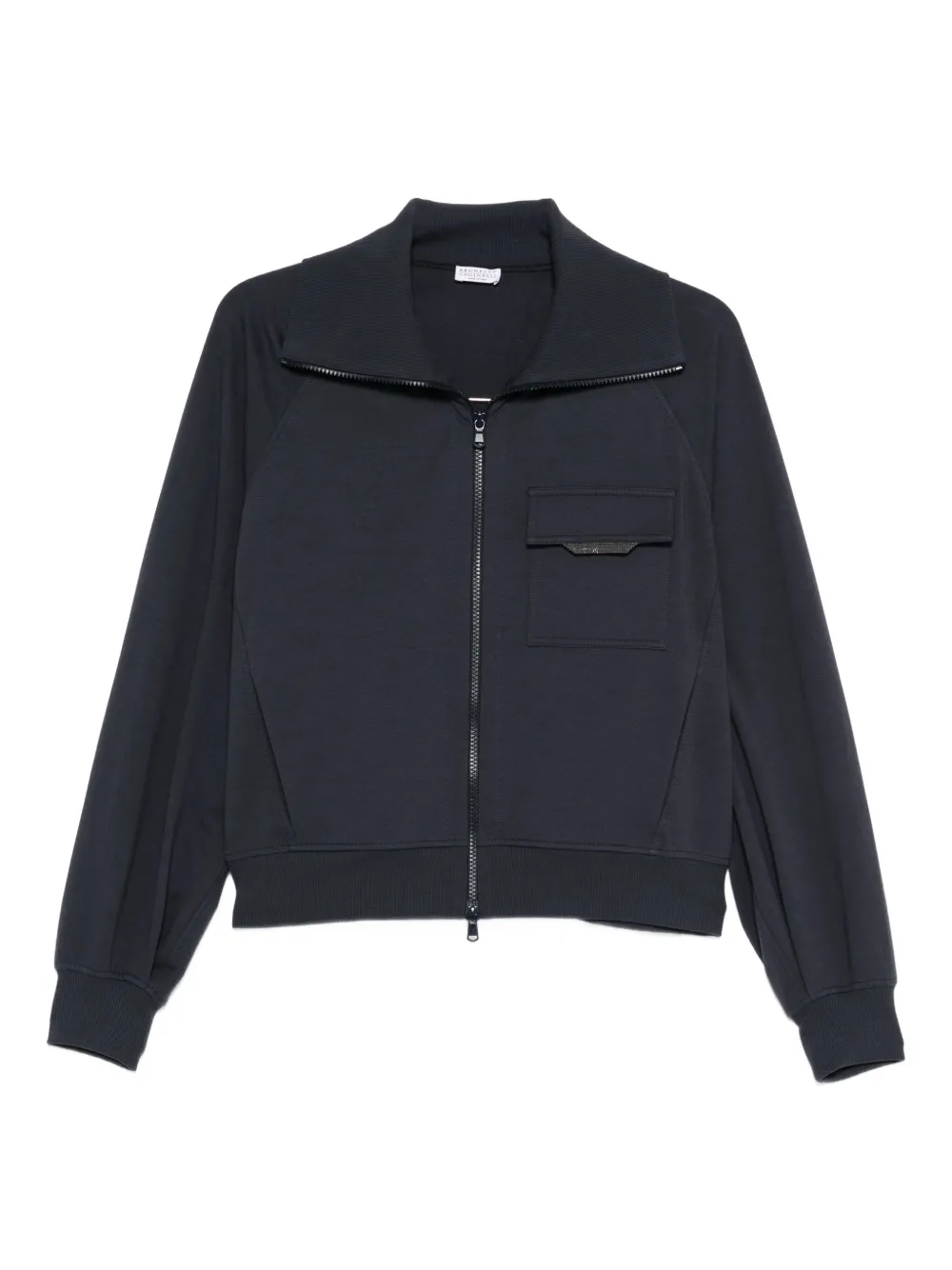 Brunello Cucinelli zip-fastening patch-pocket top Blauw