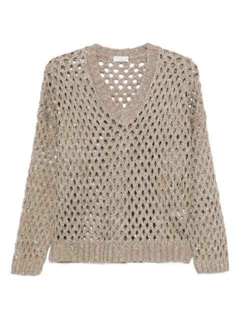 Brunello Cucinelli sequin-embellished open-knit sweater