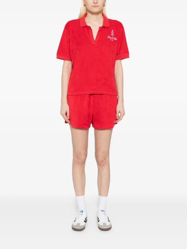 Sporty & Rich Vendome Terry Polo Top | Red | FARFETCH Sporty & Rich Vendome Terry Polo Top | Red | FARFETCH