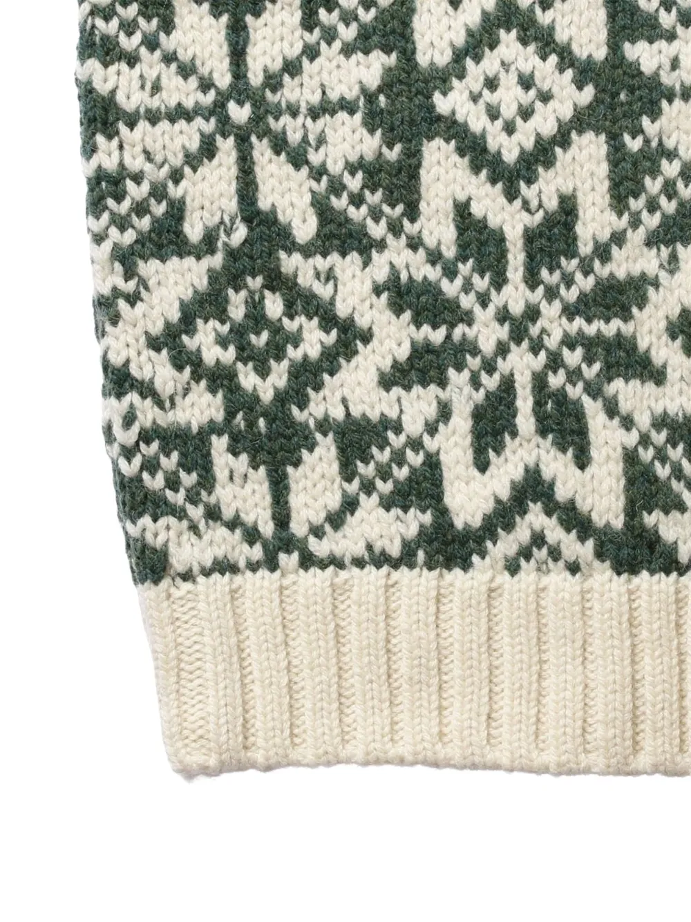 BEAMS PLUS Spencer met V-hals en sneeuwvlokpatroon Groen