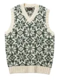 BEAMS PLUS snowflake-pattern v-neck vest - Green