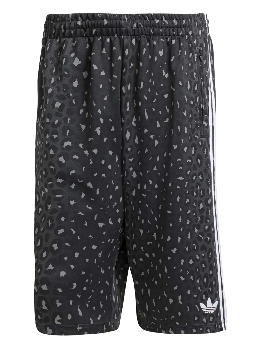 leopard-print striped track shorts