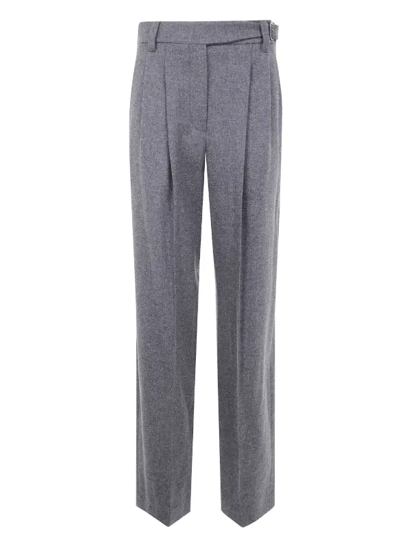 Brunello Cucinelli Pleated Belted Trousers in Grey