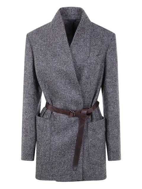 Brunello Cucinelli herringbone belted blazer