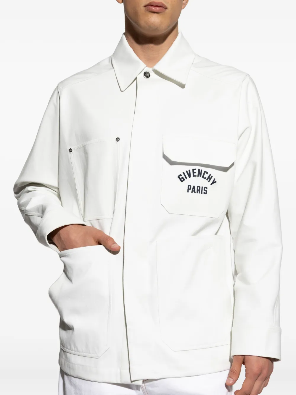Givenchy Shirtjack met geborduurd logo Wit